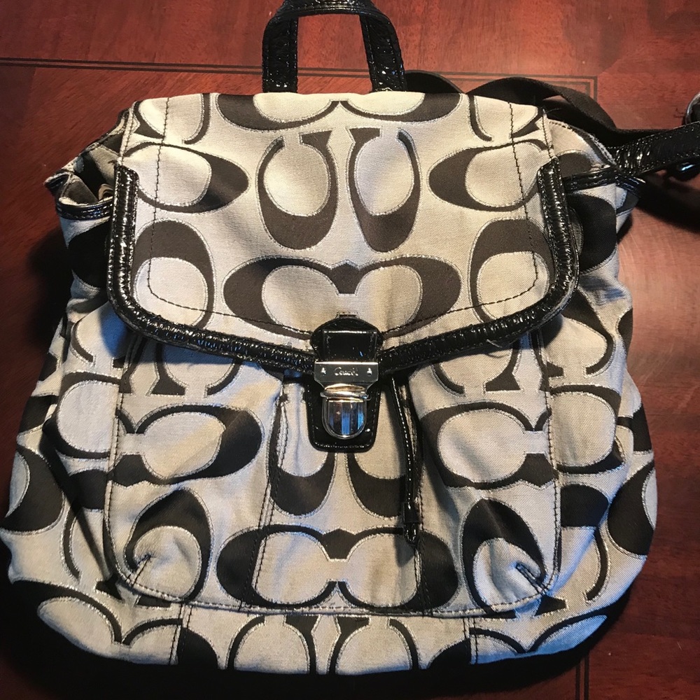 Coach Original Logo Grey & Black Backpack